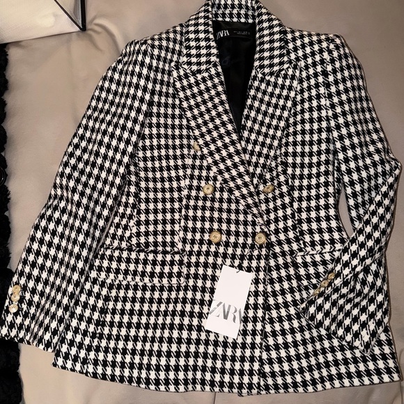 Zara Jackets & Blazers - Zara Black and White Houndstooth Women's Blazer